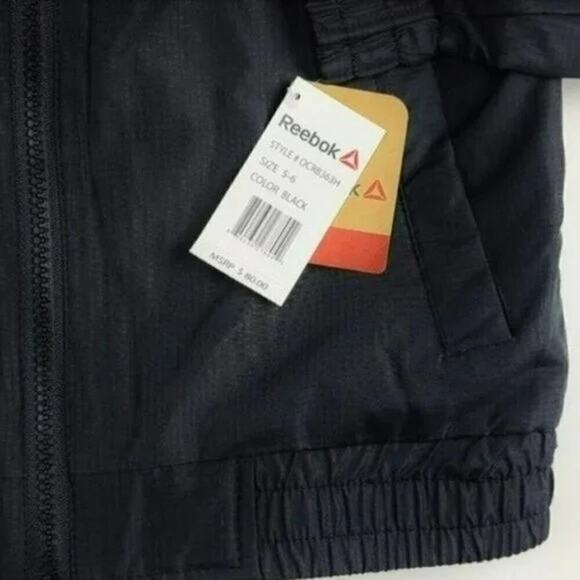 New! Reebok Little Boy's Fleece Lined Lightweight Full Zip Windbreaker Jacket - Picture 5 of 6
